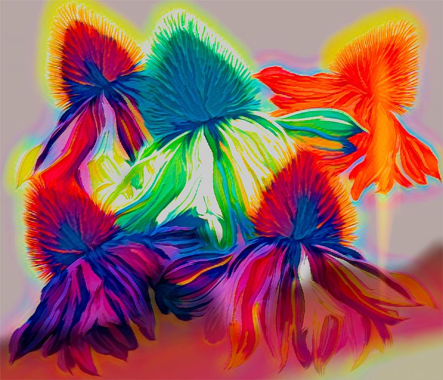 Echinacea Flowers Dance Digital Art by Joan Stratton