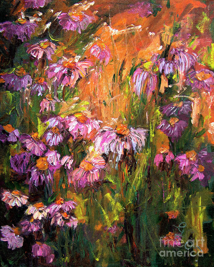 Echinecea Purple Coneflower by Ginette Painting by Ginette Callaway
