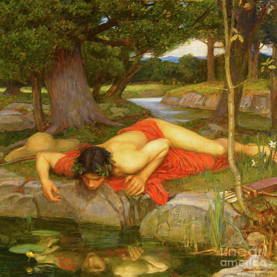 Echo and Narcissus detail 2 Painting by John William Waterhouse