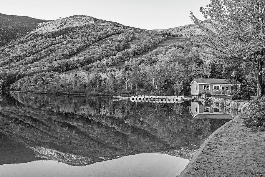 Echo Lake Beautiful Fall Colors Franconia NH White Mountains Black and White Photograph by Toby McGuire