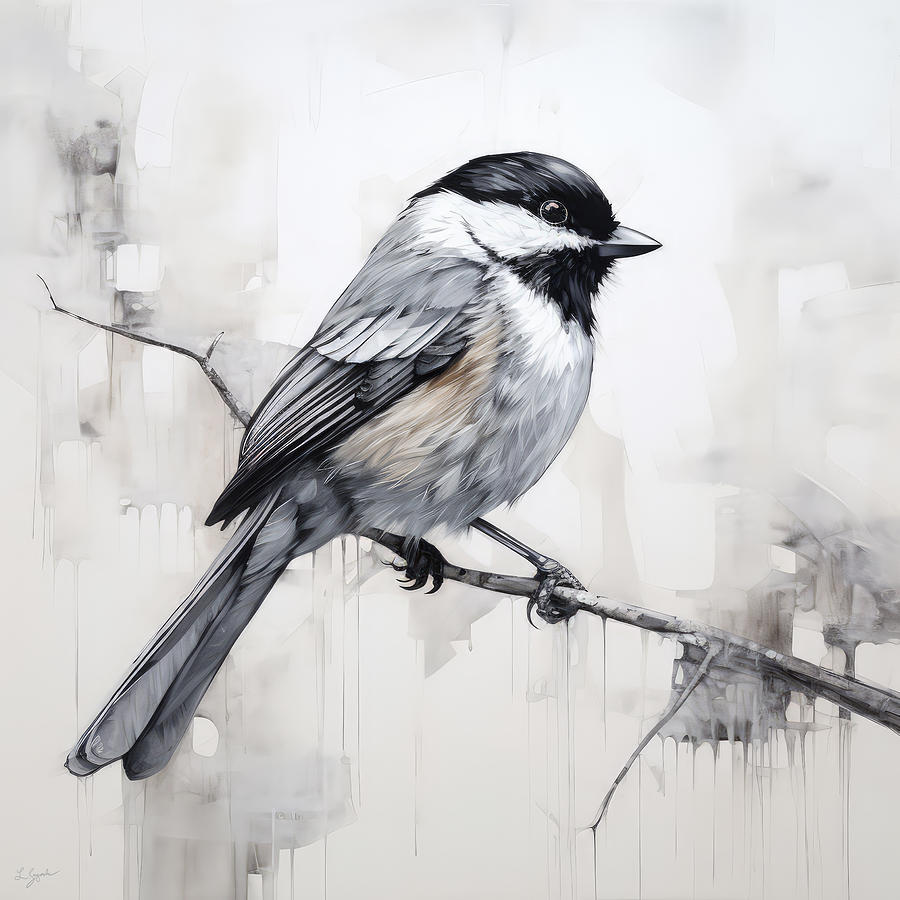 Chickadee Painting - Echoes in Charcoal by Lourry Legarde
