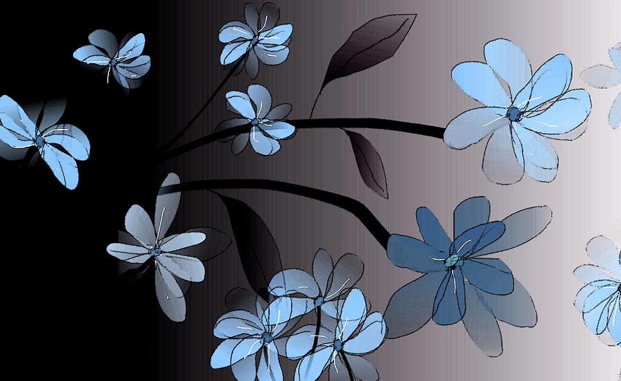 Echoes of Flowers Blue 031321 Digital Art by Mary Bedy