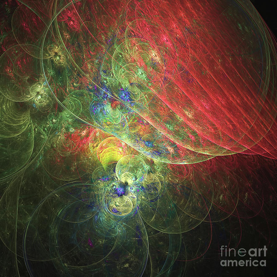 Abstract Digital Art - Echoing Rainbows by Elisabeth Lucas