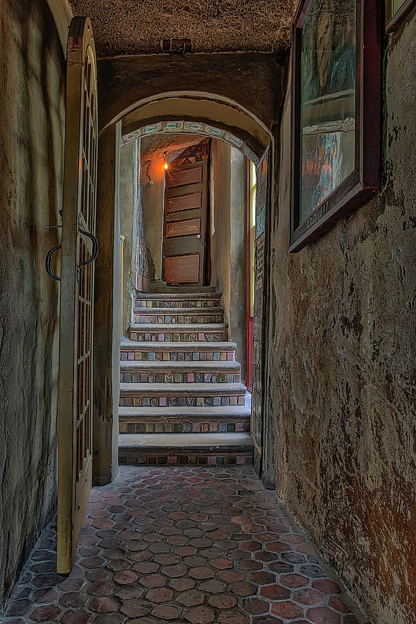 castle hallway with door