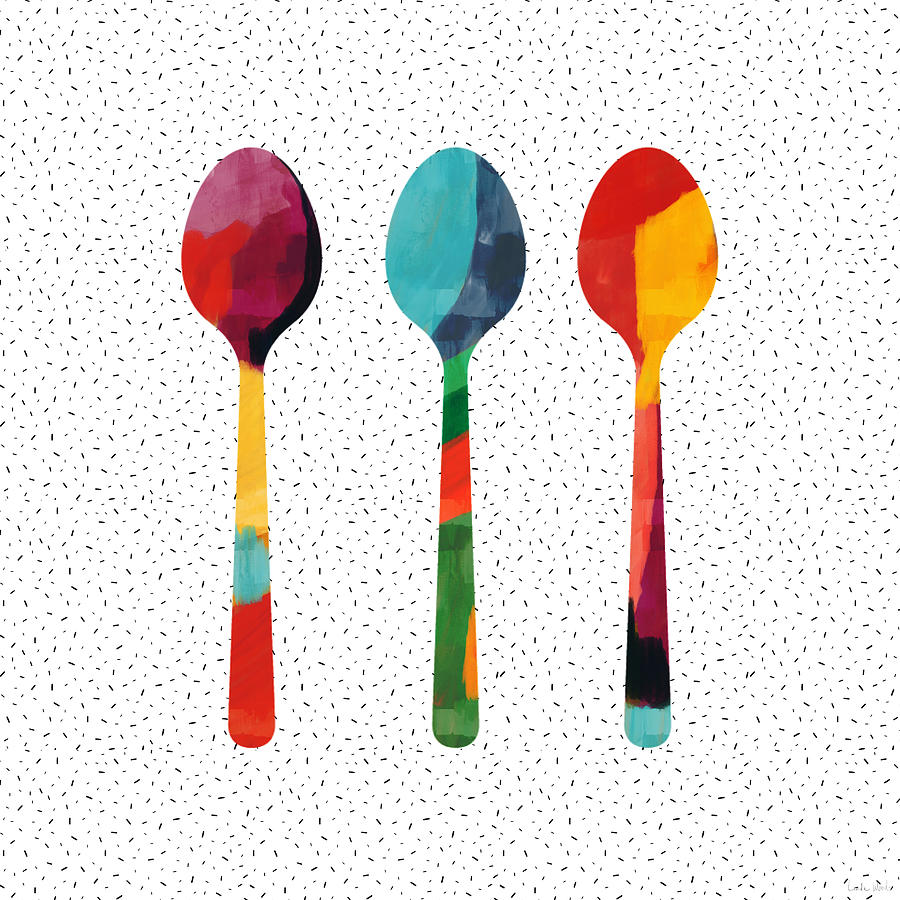 Eclectic Painted Spoons- Art by Linda Woods Mixed Media by Linda Woods