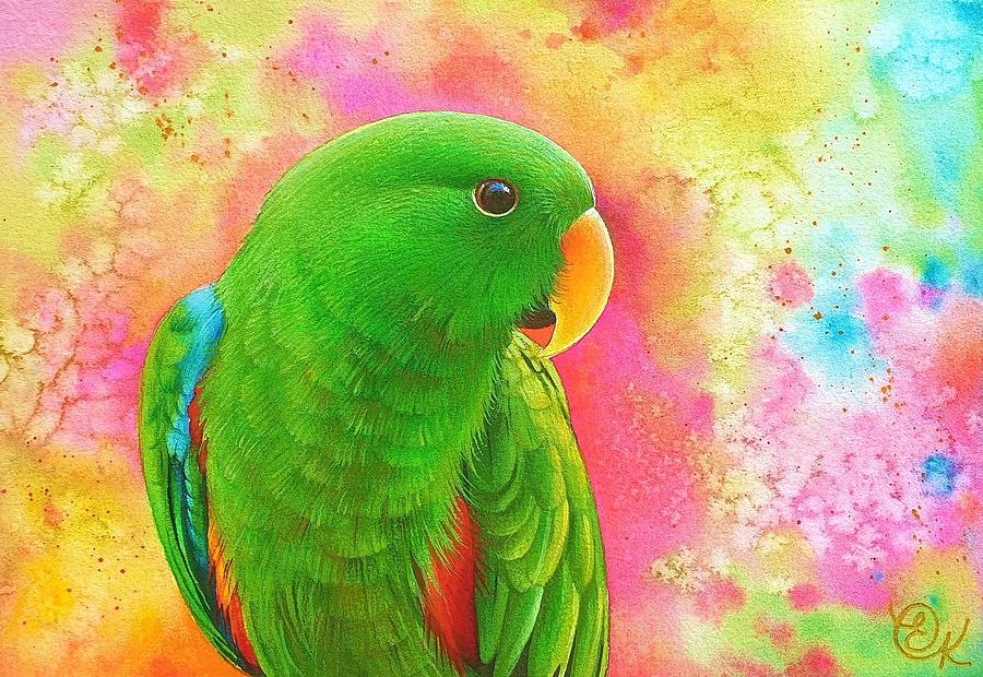 Eclectus parrot Painting by Elena Kolotusha