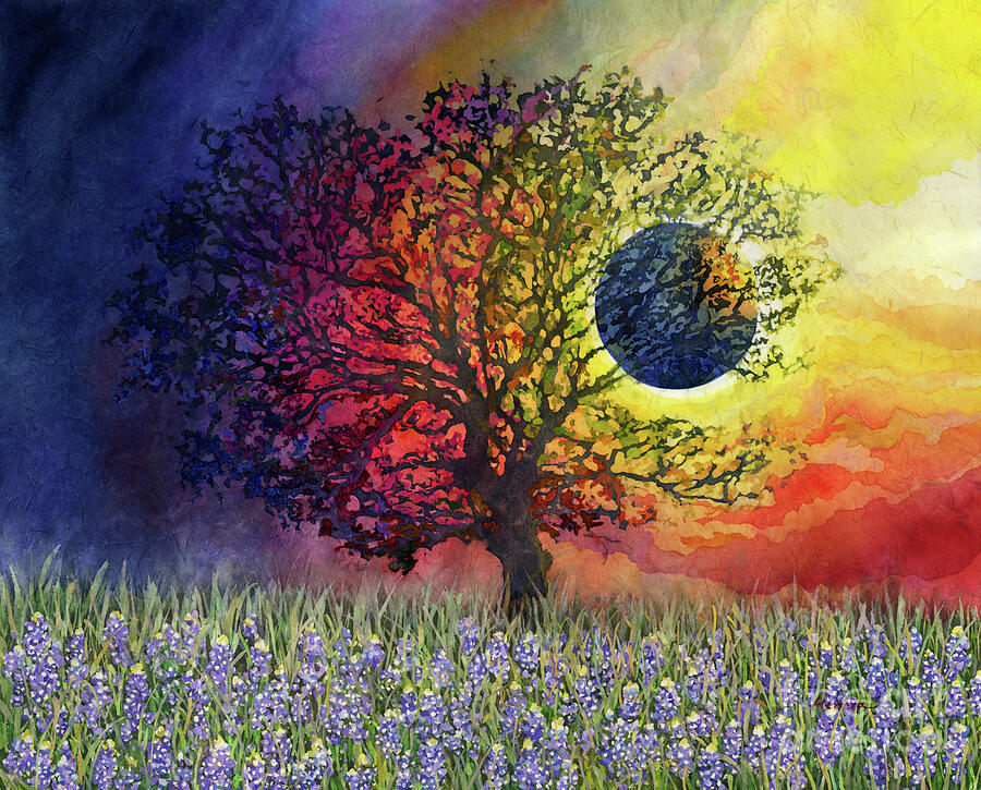 Eclipse Over Bluebonnets Painting