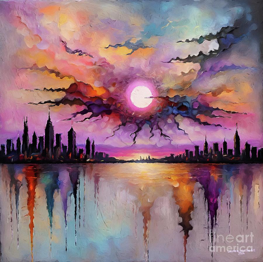 Eclipsed Cityscape Digital Art by Lauries Intuitive