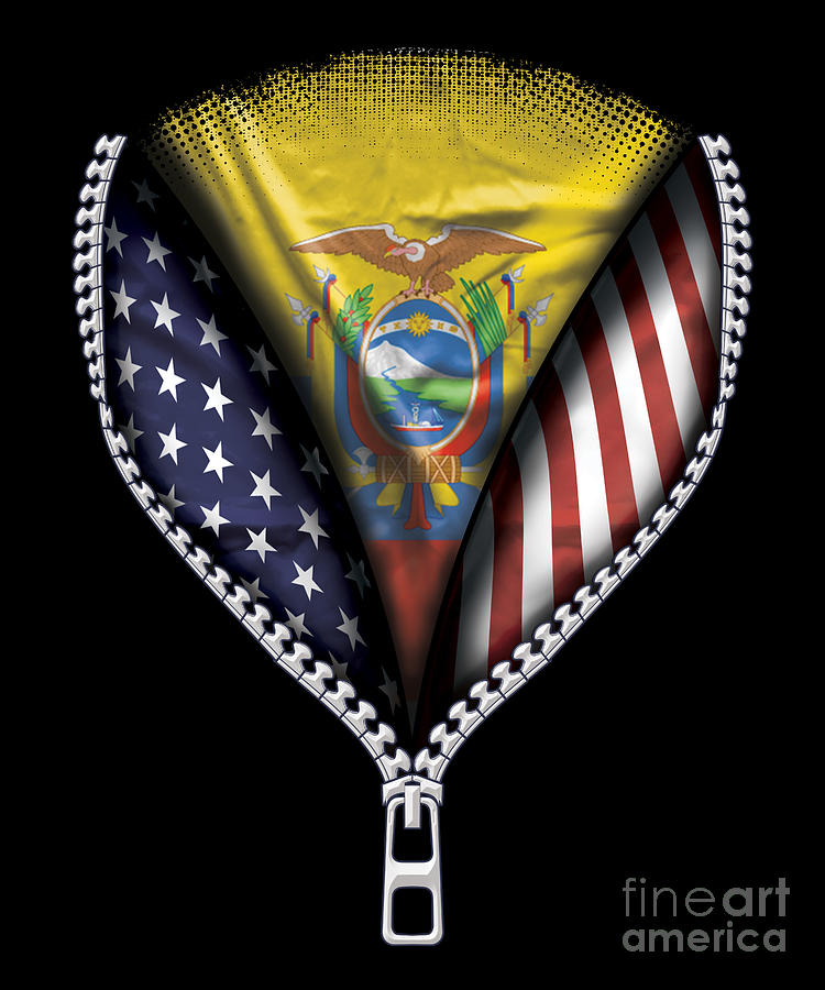 Ecuador Flag American Flag Zip Down Digital Art By Jose O