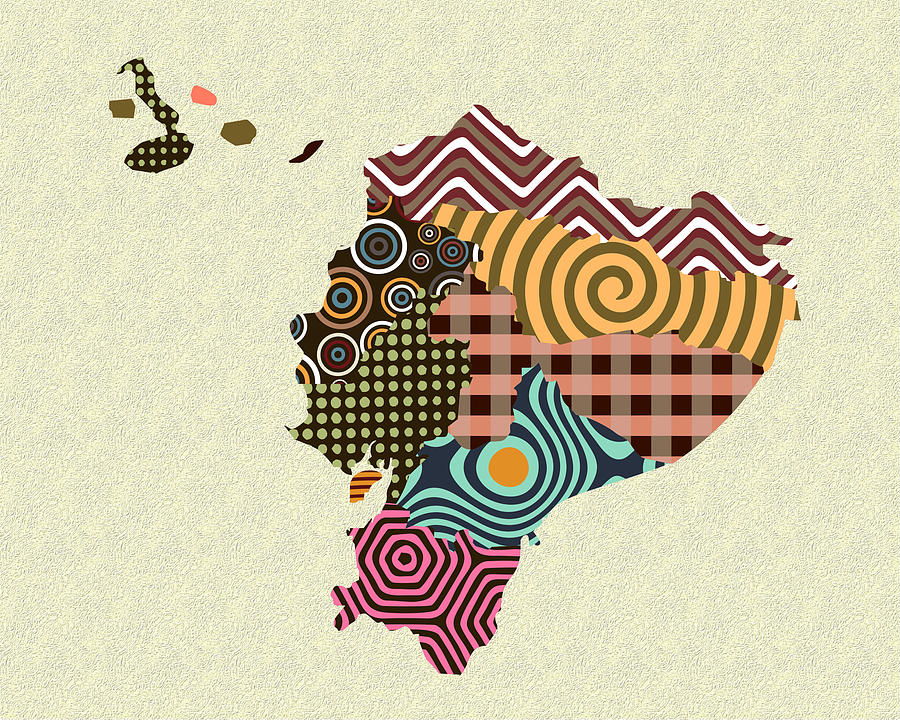 Country Map Digital Art - Ecuador by Lanre Studio