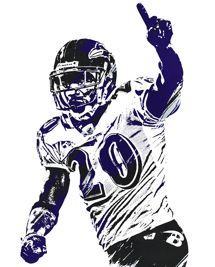 Ed Reed Baltimore Ravens Watercolor Strokes Pixel Art 1 by Joe Hamilton