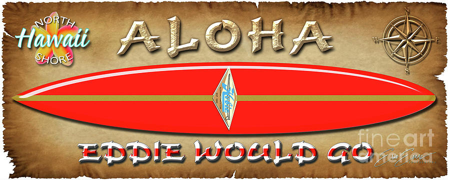 Eddie Aikau- A tribute to a modern Hawaiian Legend and Surfing Icon Red Surfboard Coffee Mug Photograph by Aloha Art