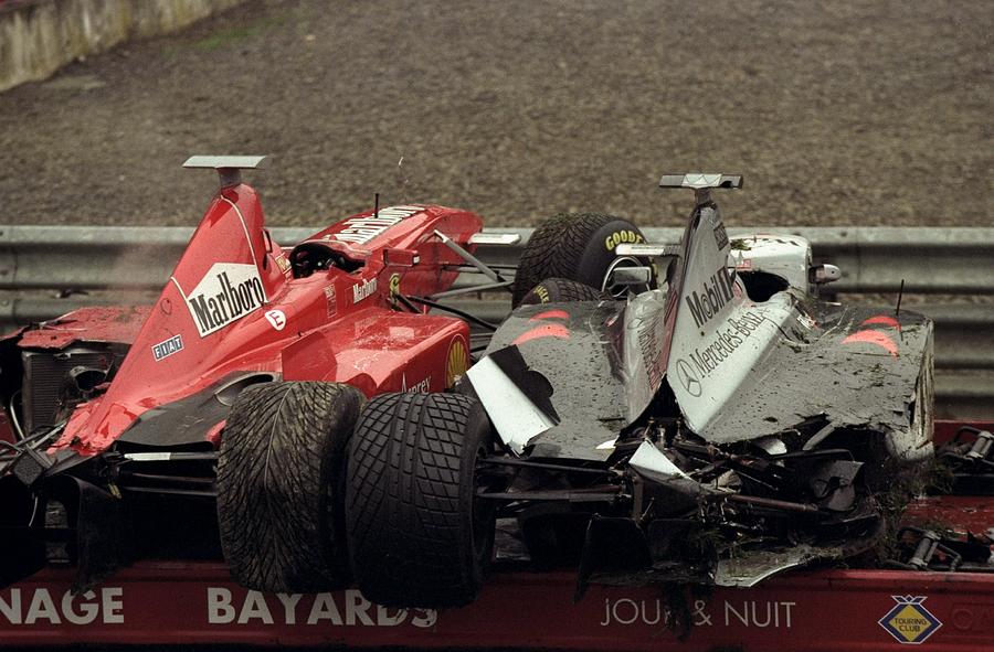 Eddie Irvines Ferrari and David Coulthards Maclaren Mercedes Photograph by Getty Images