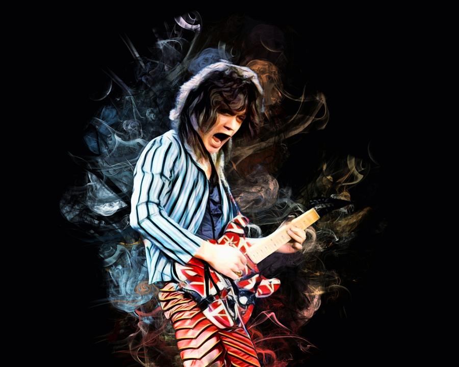 Van Halen Digital Art - Eddie Van Halen Action Portrait  by Scott Wallace Digital Designs