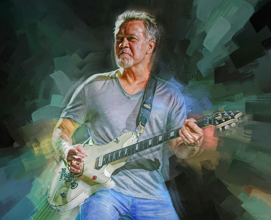 Eddie Van Halen Guitarist Mixed Media by Mal Bray