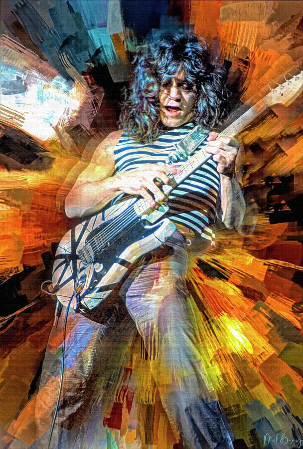 Eddie Van Halen Tapping Mixed Media by Mal Bray