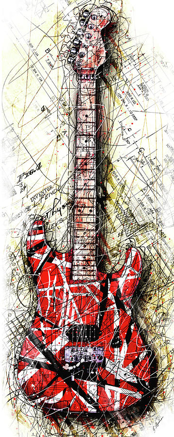 Eddies Guitar Vert 1a Digital Art by Gary Bodnar