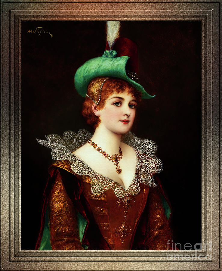 Edeldame by Moritz Stifter Old Masters Classical Fine Art Reproduction Painting by Rolando Burbon