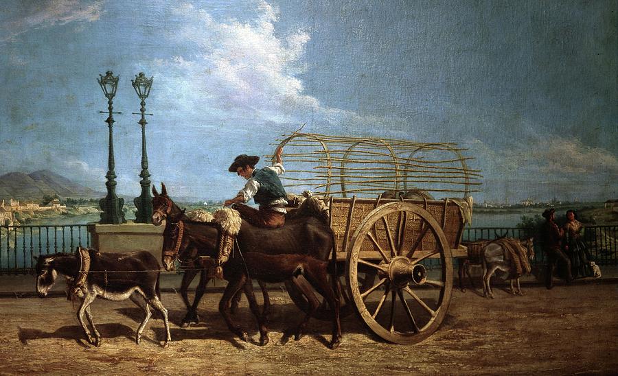 Eder Gattens, Federico Maria Spanish Painter. Seville .1830-1905 triana Bridge Painted Seville. Painting by Federico Maria Eder Y Gattens -1830-1905-