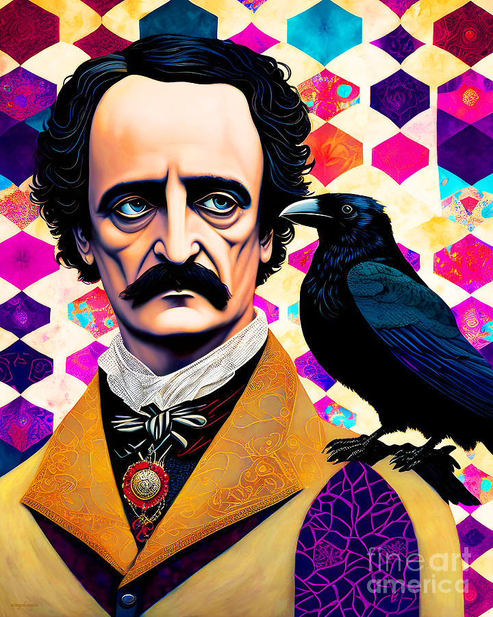 Edgar Allan Poe And Friend 20230118d Mixed Media by Wingsdomain Art and Photography