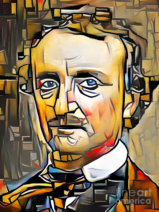 Edgar Allan Poe in Vibrant Contemporary Cubism Colors 20200728 Photograph by Wingsdomain Art and Photography