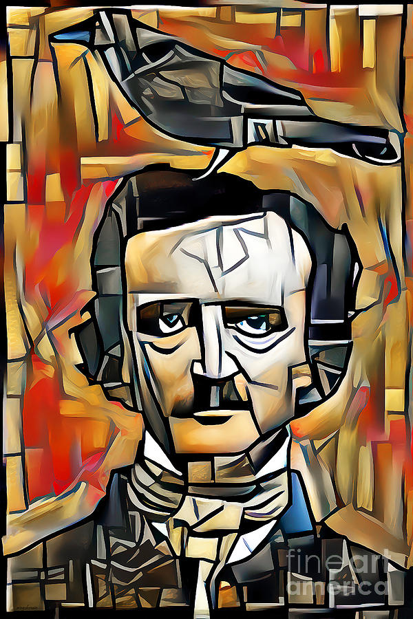 Edgar Allan Poe in Vibrant Contemporary Cubism Colors 20210508 v2 Photograph by Wingsdomain Art and Photography