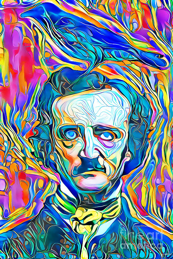 Edgar Allan Poe in Vibrant Painterly Wavy Colors 20200522 Photograph by Wingsdomain Art and Photography