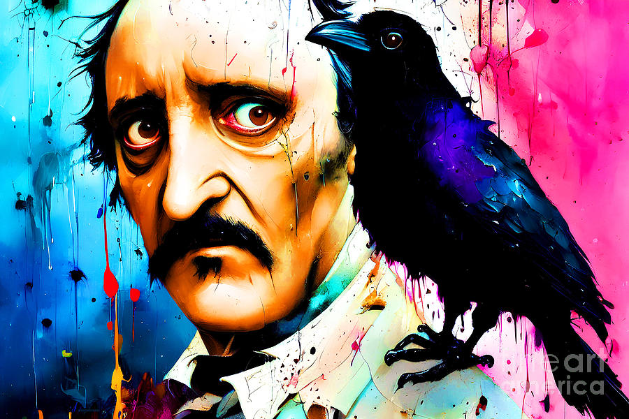 Edgar Allan Poe The Raven In Modern Art 20221123f Mixed Media by Wingsdomain Art and Photography