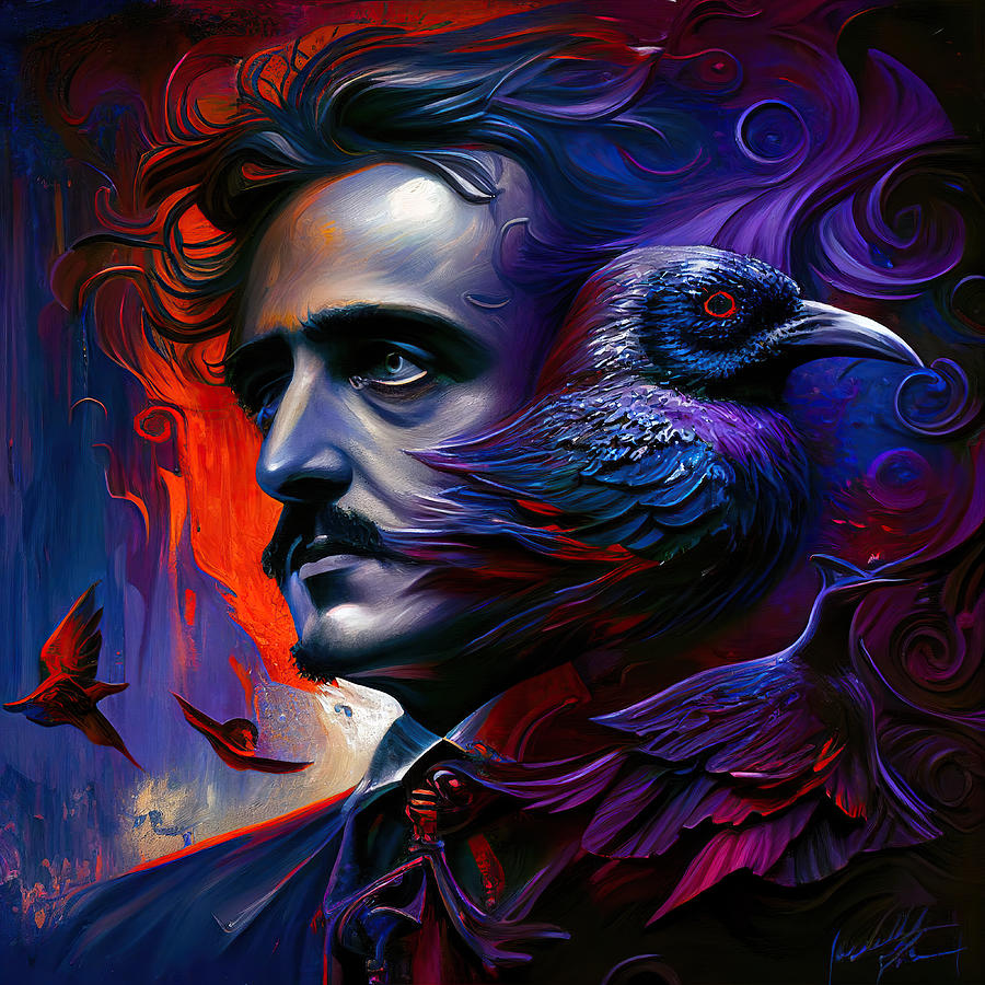 Raven Painting - Edgar Allan Poe- The Raven by My Head Cinema