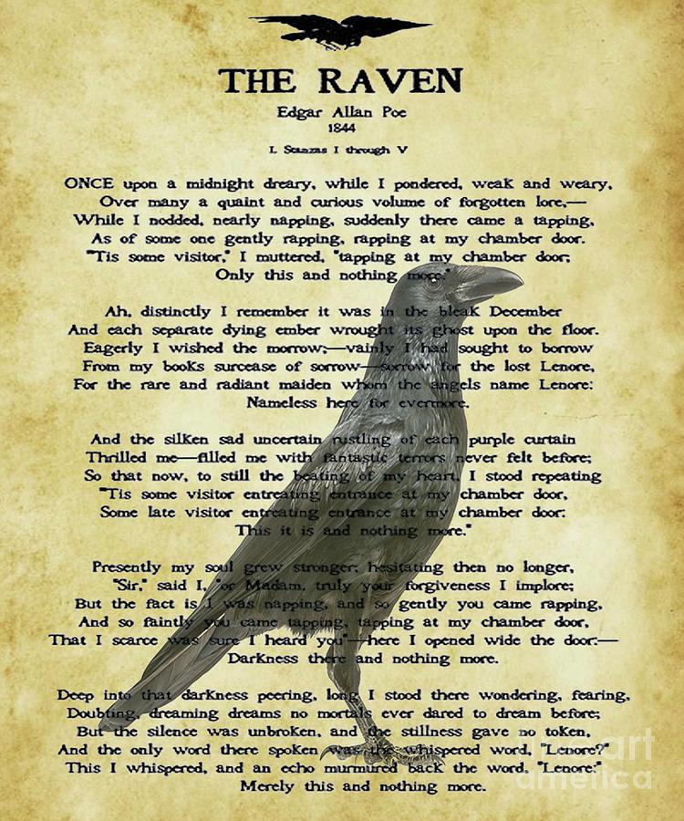 Edgar Allan Poe the raven,poet Digital Art by Trindira A