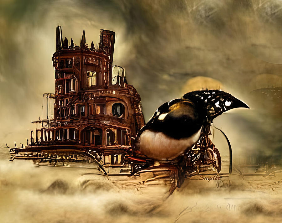 Edgar Allan Poes Mansion and Pet Bird Digital Art by Floyd Snyder