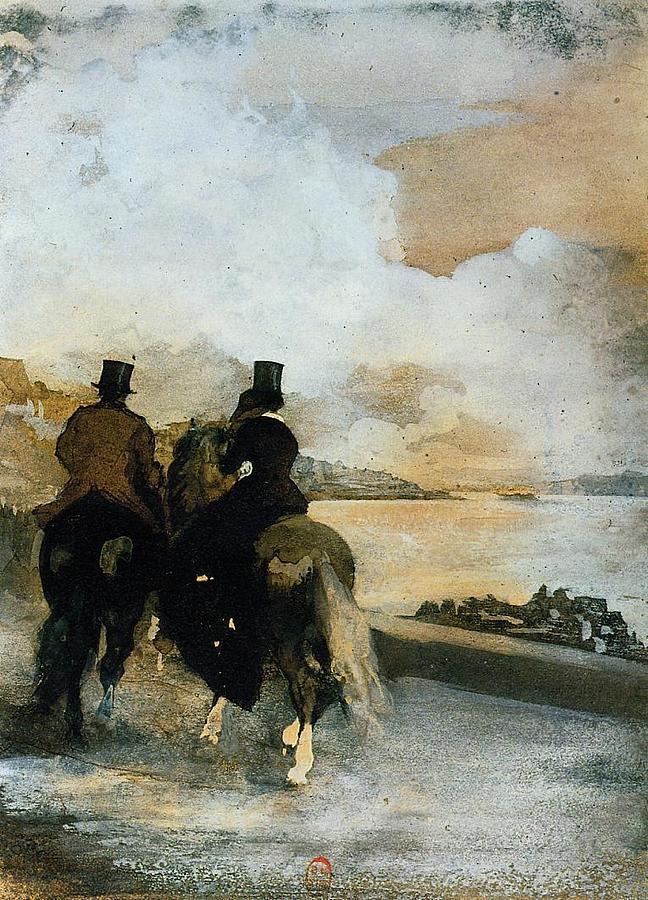 Edgar Degas Two Riders By A Lake, 1861 Painting