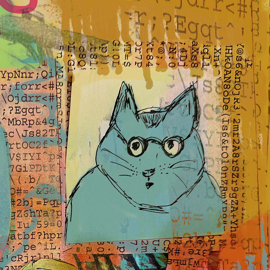 Edgar The Blue Cat Drawing by Susan Stone
