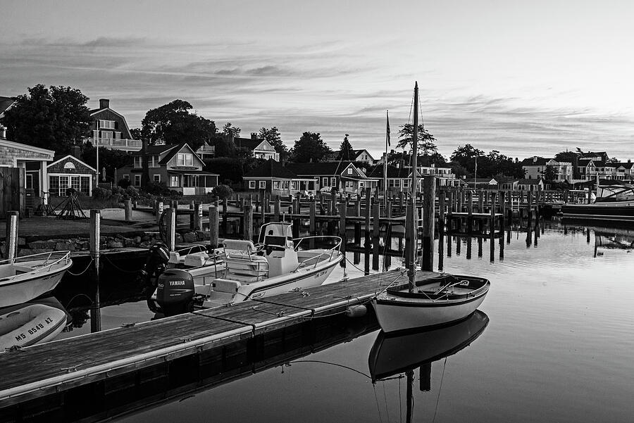 Edgartown Harbor at Sunrise Edgartown MA Marthas Vineyard Black and White Photograph by Toby McGuire Edgartown Harbor at Sunrise Edgartown MA Marthas Vineyard Black and White Photograph by Toby McGuire