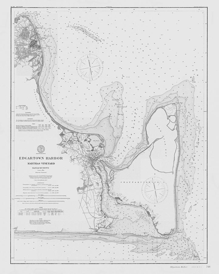 Edgartown Harbor Martha's Vineyard Massachusetts Vintage 1894, Uscgs