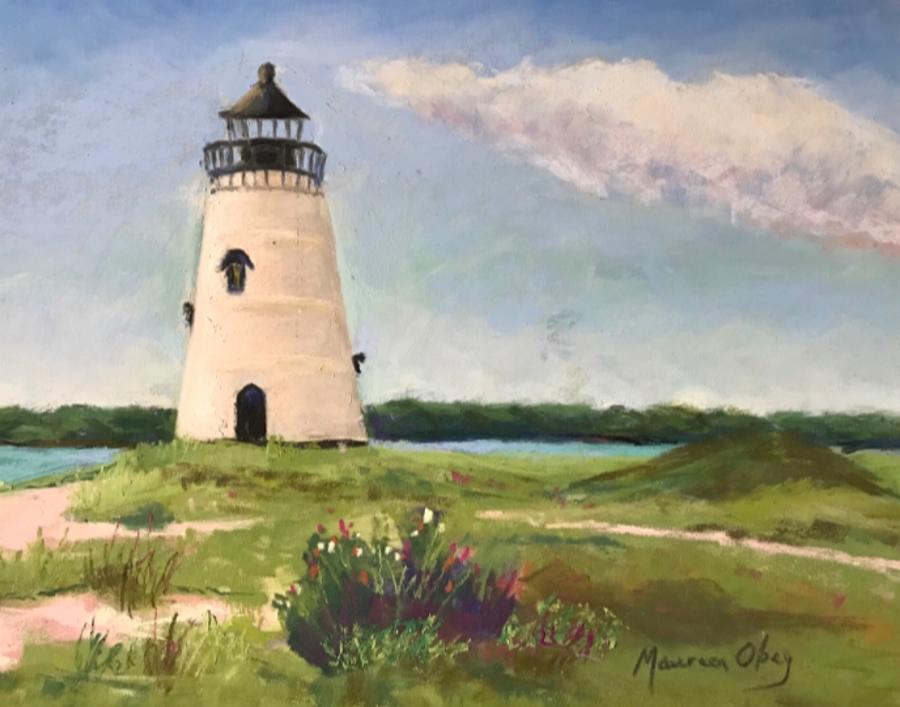 Edgartown Lighthouse Painting by Maureen Obey