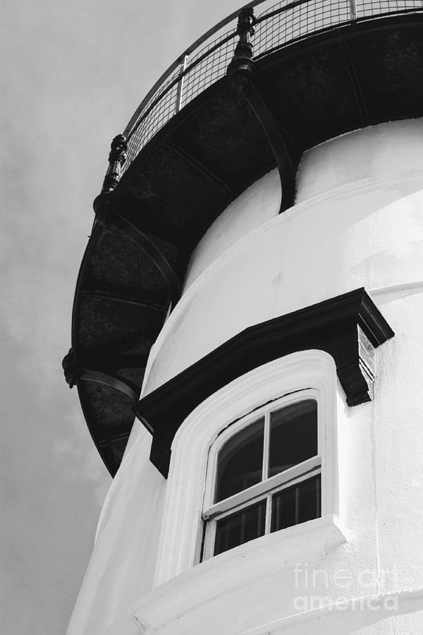 Edgartown Lighthouse Window Black and White Photograph by Carol Groenen