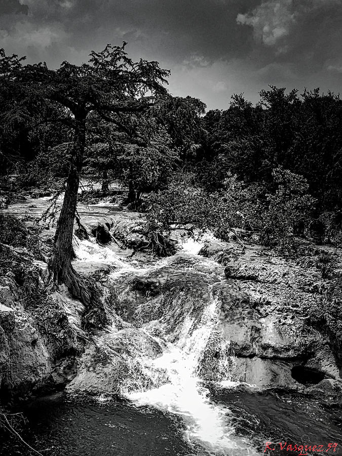 Edge Falls Boerne, TX BW Photograph by Rene Vasquez