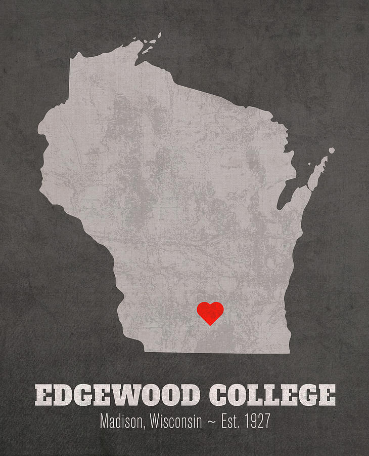 Edgewood College Madison Wisconsin Founded Date Heart Map Mixed Media