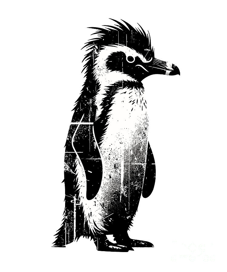 Edgy Urban Grunge Style Penguin Lover Gift Digital Art by Martin Hicks