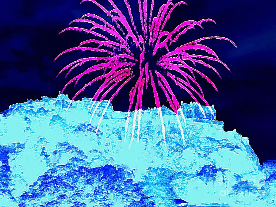 Edinburgh Castle Christmas Fireworks 09 Digital Art