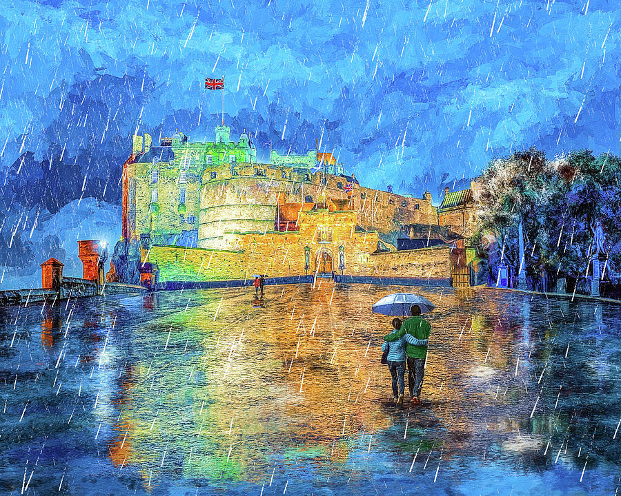 Edinburgh Castle In The Rain Digital Art by Mark Tisdale Edinburgh Castle In The Rain Digital Art by Mark Tisdale