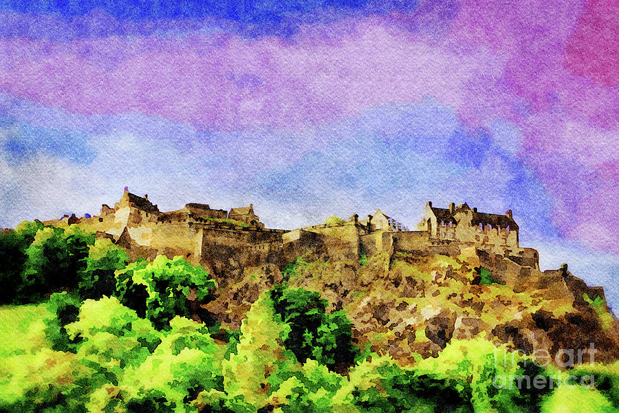 Edinburgh Castle Scotland Watercolor Photograph by Colin and Linda McKie