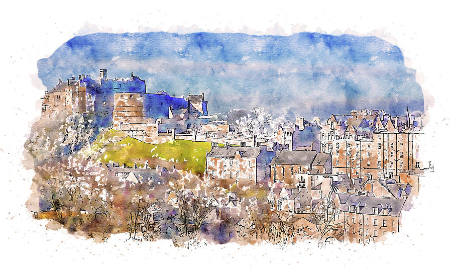 Edinburgh cityscape - 04 Painting by AM FineArtPrints