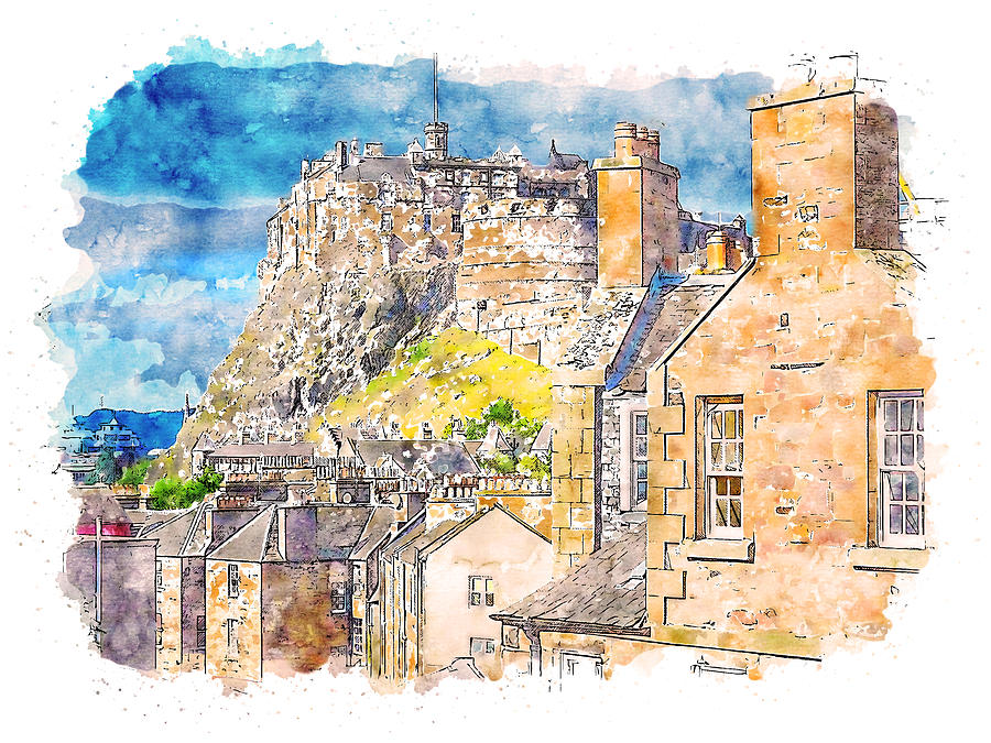 Edinburgh cityscape - 08 Painting by AM FineArtPrints