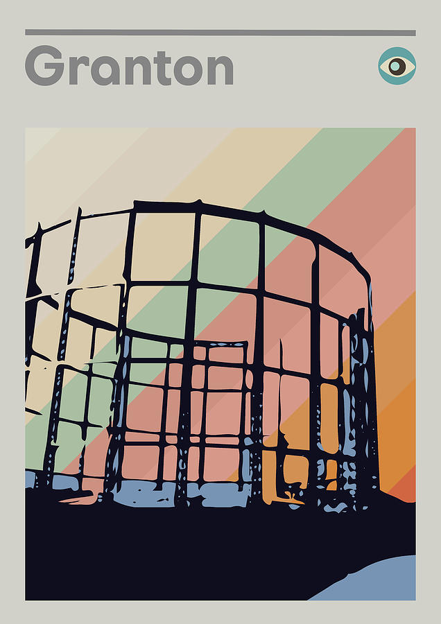 Edinburgh Gas Works, Scotland City Print, Vintage Mid Century Modern