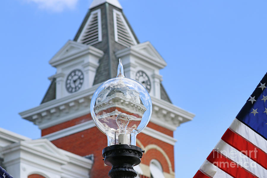 Edison Streetlight and the Town Hall in Milan Ohio  5032 Photograph by Jack Schultz