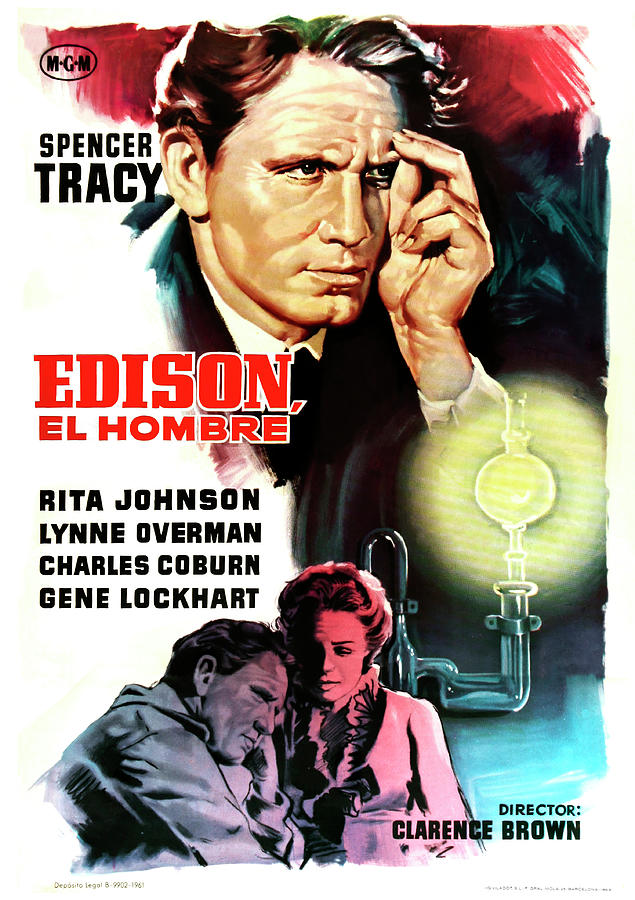 Spencer Tracy Mixed Media - Edison the Man, 1940 by Movie World Posters