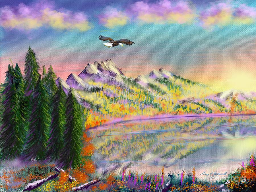 Edit Of Still Mountain Lake Digital Art