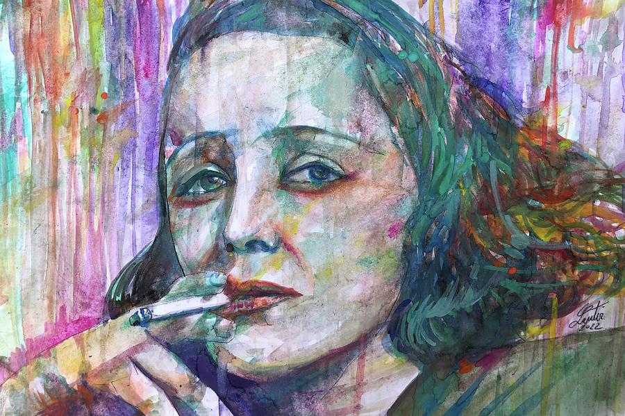 Piaf Painting - EDITH PIAF watercolor portrait .1 by Fabrizio Cassetta